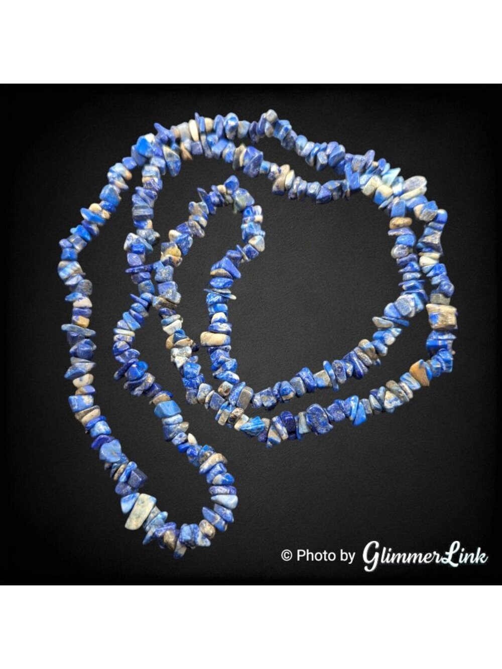 Long Lapis Lazuli Gemstone Chip Bead Opera Length Necklace